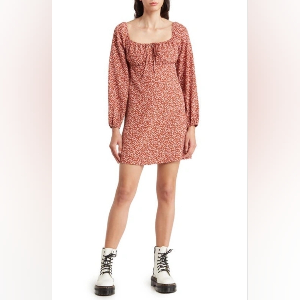 Lush Cinnamon Floral Baby Doll Dress Size Medium - Picture 1 of 5